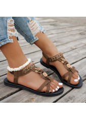 Dark Coffee Color Peep Toe Falt