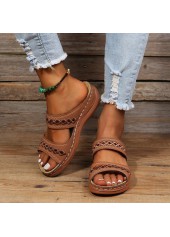 Dark Coffee Peep Toe Low Heel Sliders Slippers