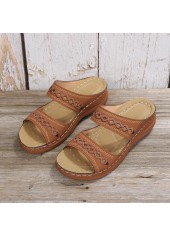 Dark Coffee Peep Toe Low Heel Sliders Slippers