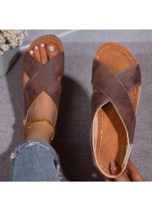 Dark Coffee Peep Toe Low Heel Sandals