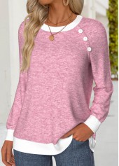 Tummy Coverage Multi Color Long Sleeve Round Neck Sweatshirt