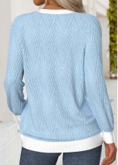 Tummy Coverage Light Blue Long Sleeve Round Neck Sweatshirt