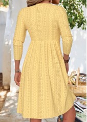 Light Yellow Long Sleeve V Neck Dress