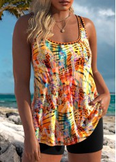 Animal Print Orange Scoop Neck Tankini Top-No Bottom