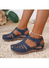 Blue Closed Toe Low Heel Sandals