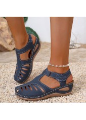 Blue Closed Toe Low Heel Sandals