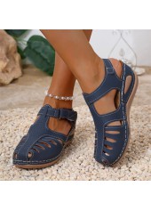 Blue Closed Toe Low Heel Sandals