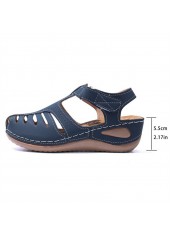 Blue Closed Toe Low Heel Sandals
