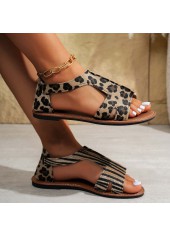Dark Coffee Leopard Round Toe Falt