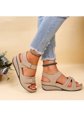 Light Camel Faux Leather Peep Toe Falt