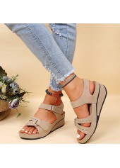 Light Camel Faux Leather Peep Toe Falt