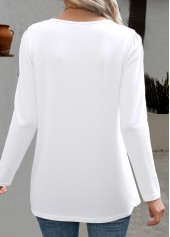 White Long Sleeve Round Neck T Shirt