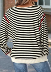 Striped Tummy Coverage Beige Long Sleeve T Shirt