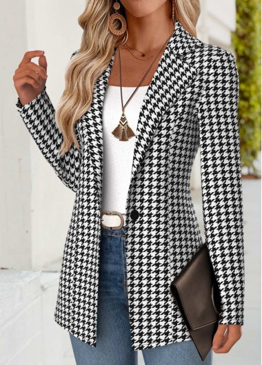 Geometric Print Black Blazer