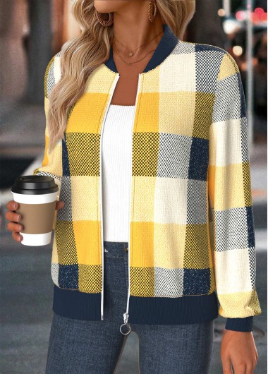 Plaid Tummy Coverage Multi Color Long Sleeve Jacket