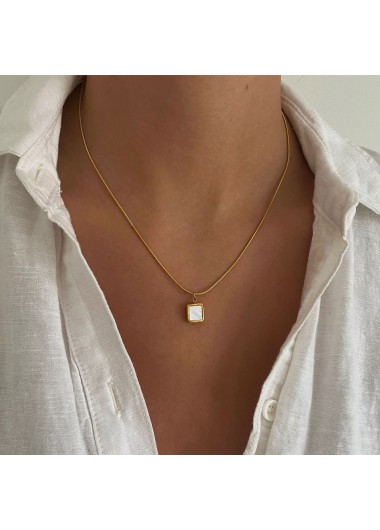 Golden Geometric Design Square Pendant Necklace