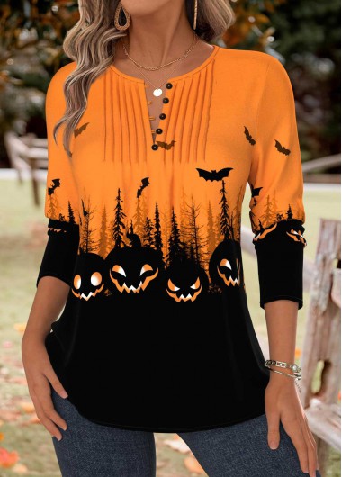 Halloween Tummy Coverage Orange Long Sleeve T Shirt Halloween Tummy Coverage Orange Long Sleeve T Shirt