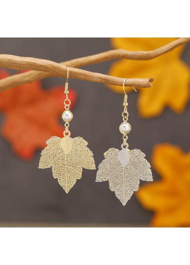 Halloween Champagne Leaf Alloy Deyail Earrings Halloween Champagne Leaf Alloy Deyail Earrings