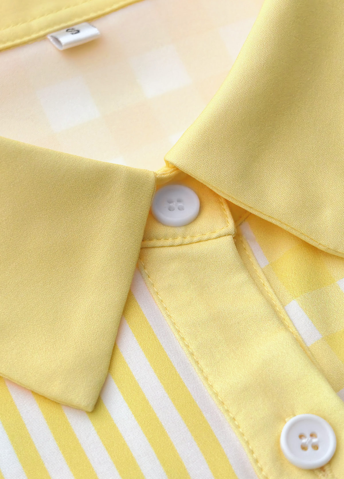 Striped Patchwork Light Yellow Long Sleeve Shirt