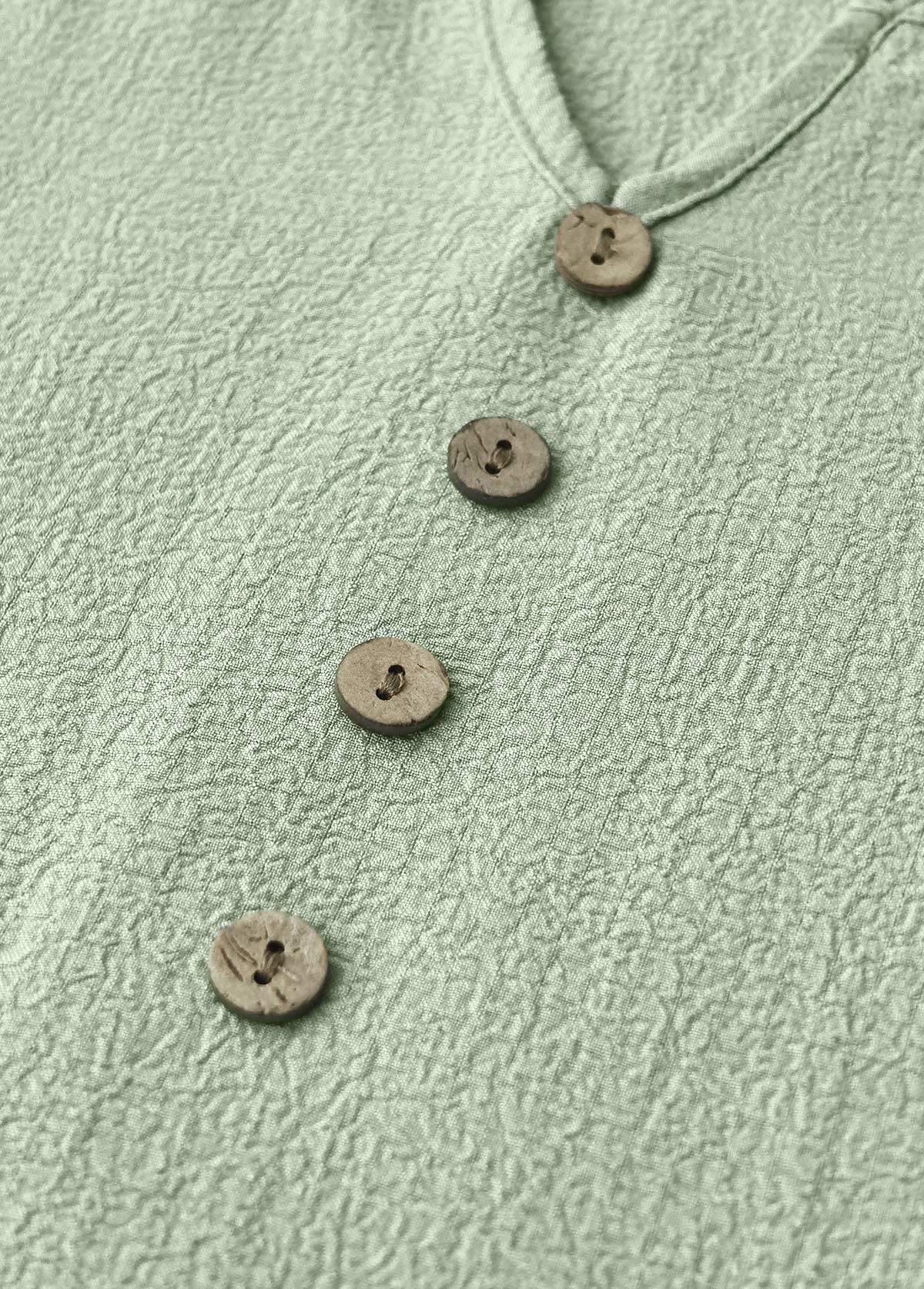 Button Sage Green A Line Half Sleeve Dress