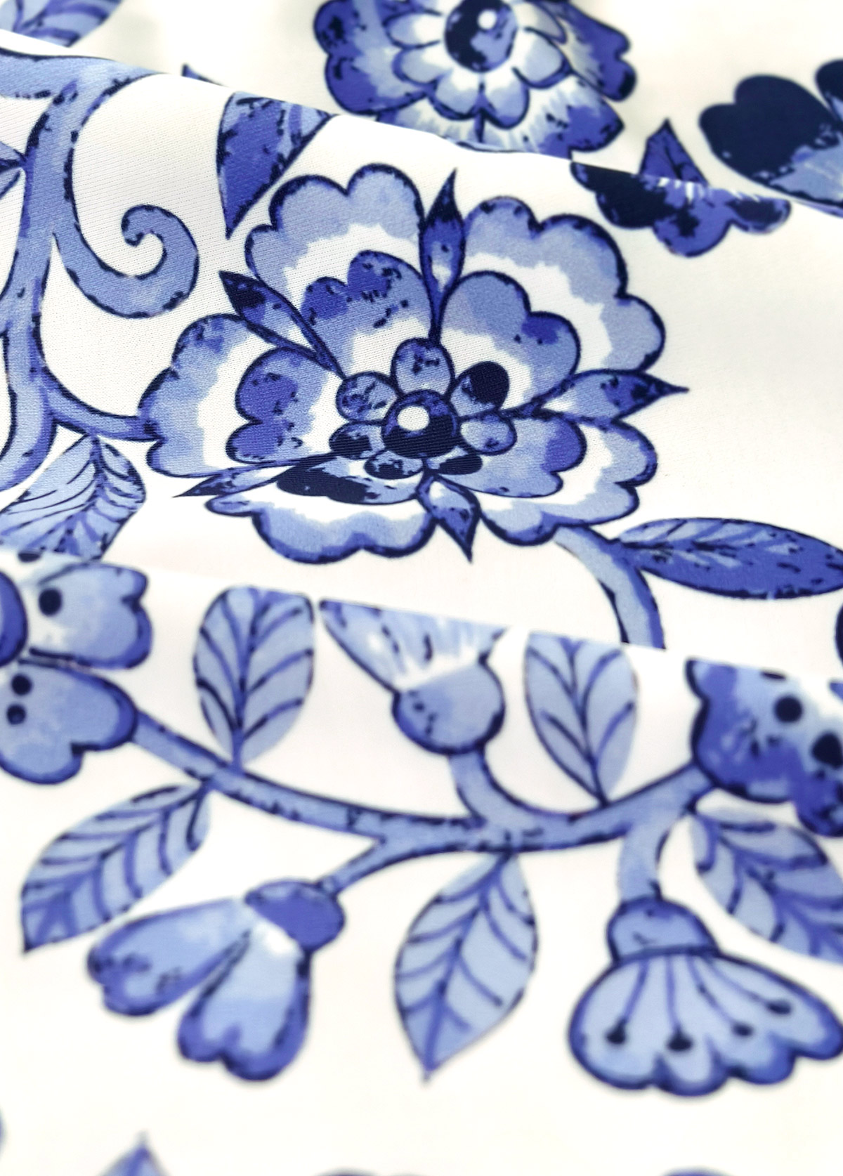 Random Floral Print Ruched Blue Tankini Set