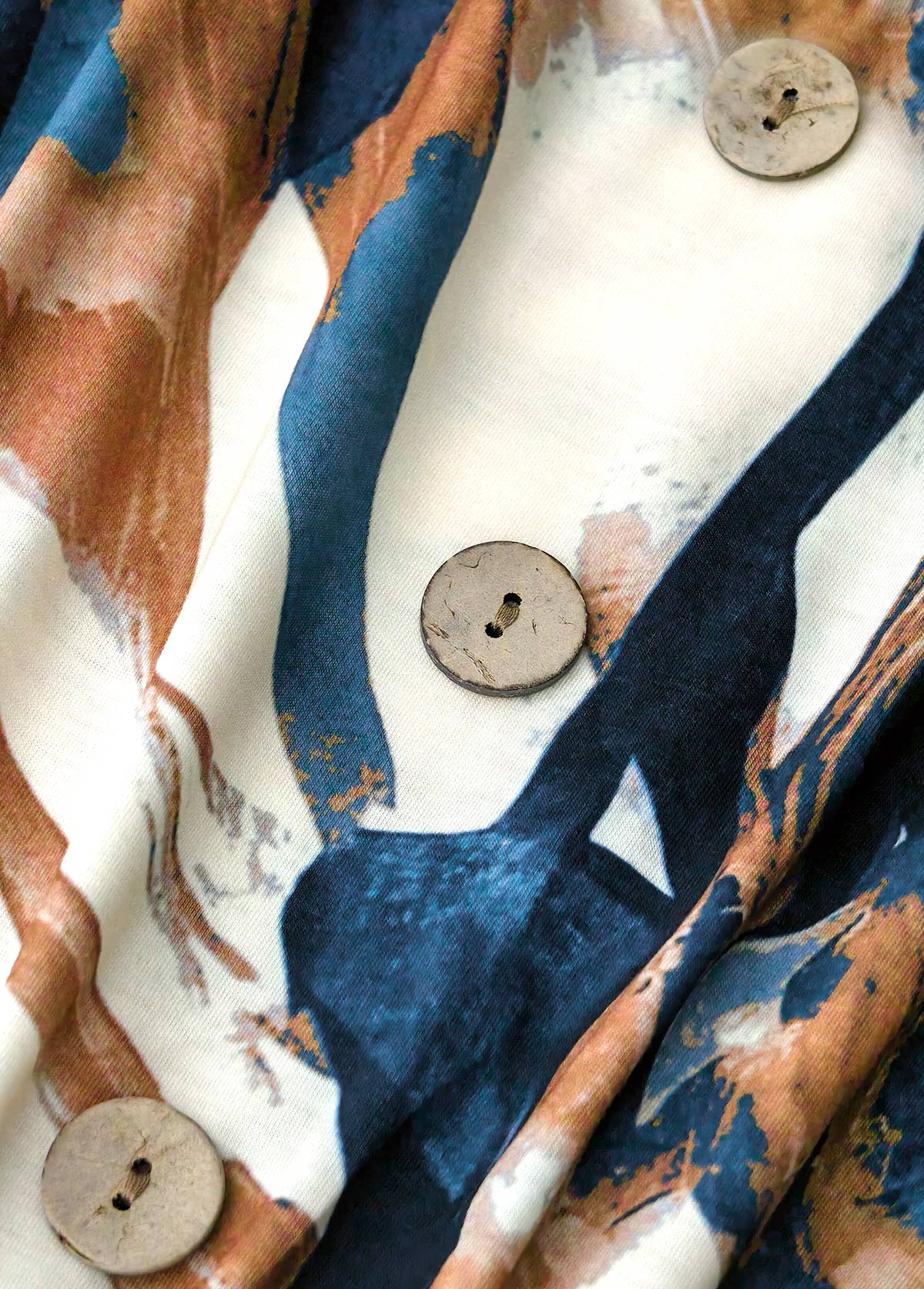 Geometric Print Button White Short Sleeveless V Neck Dress