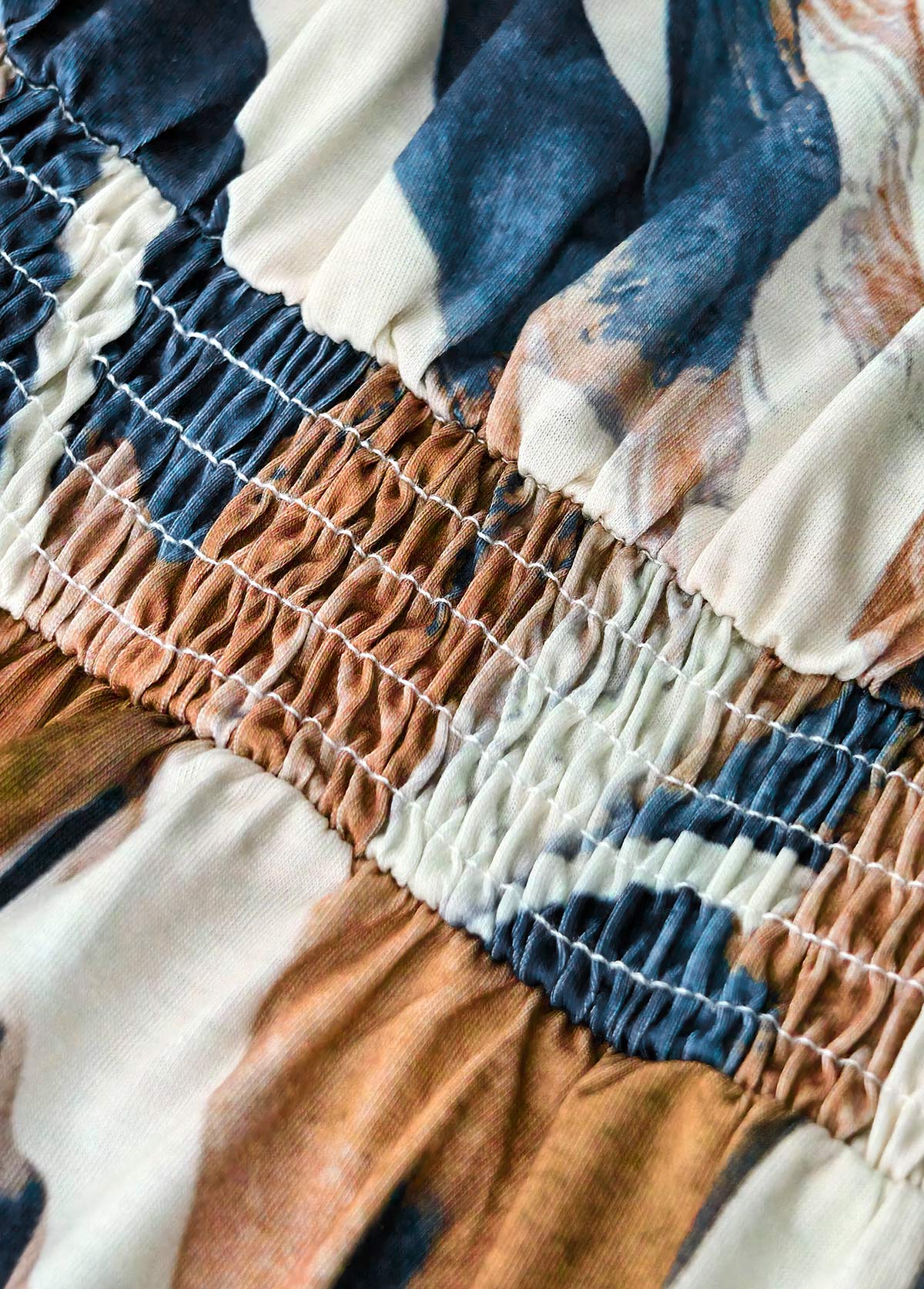 Geometric Print Button White Short Sleeveless V Neck Dress