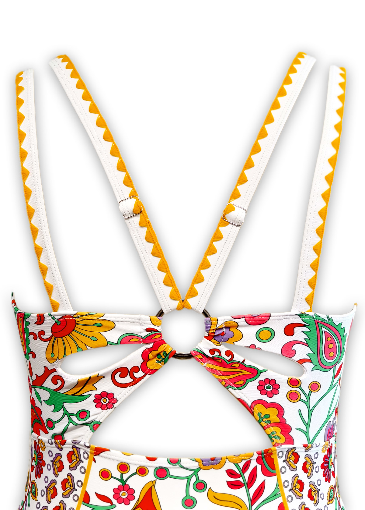 Floral Print Circular Ring Multi Color One Piece Swimwear