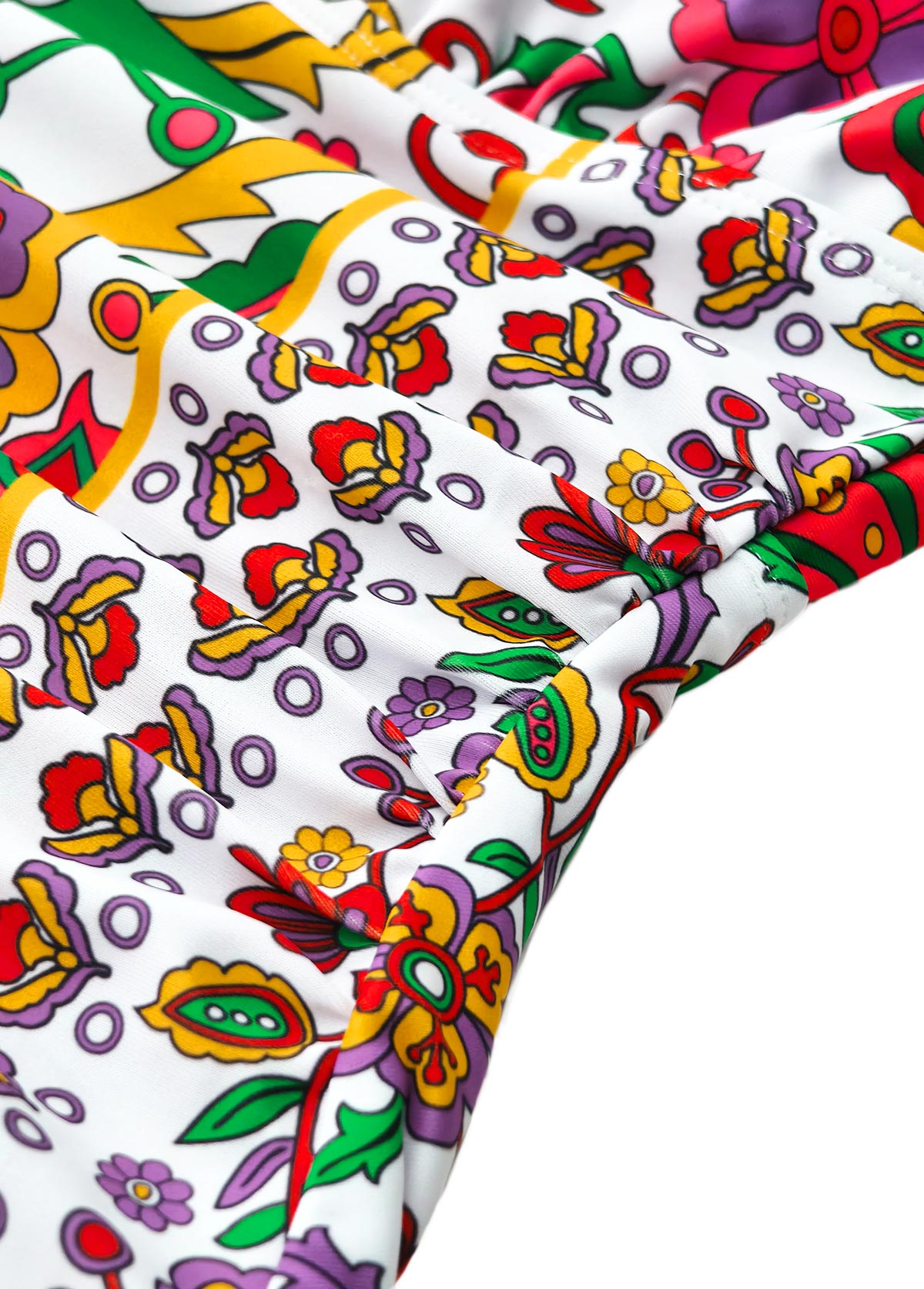 Floral Print Circular Ring Multi Color One Piece Swimwear