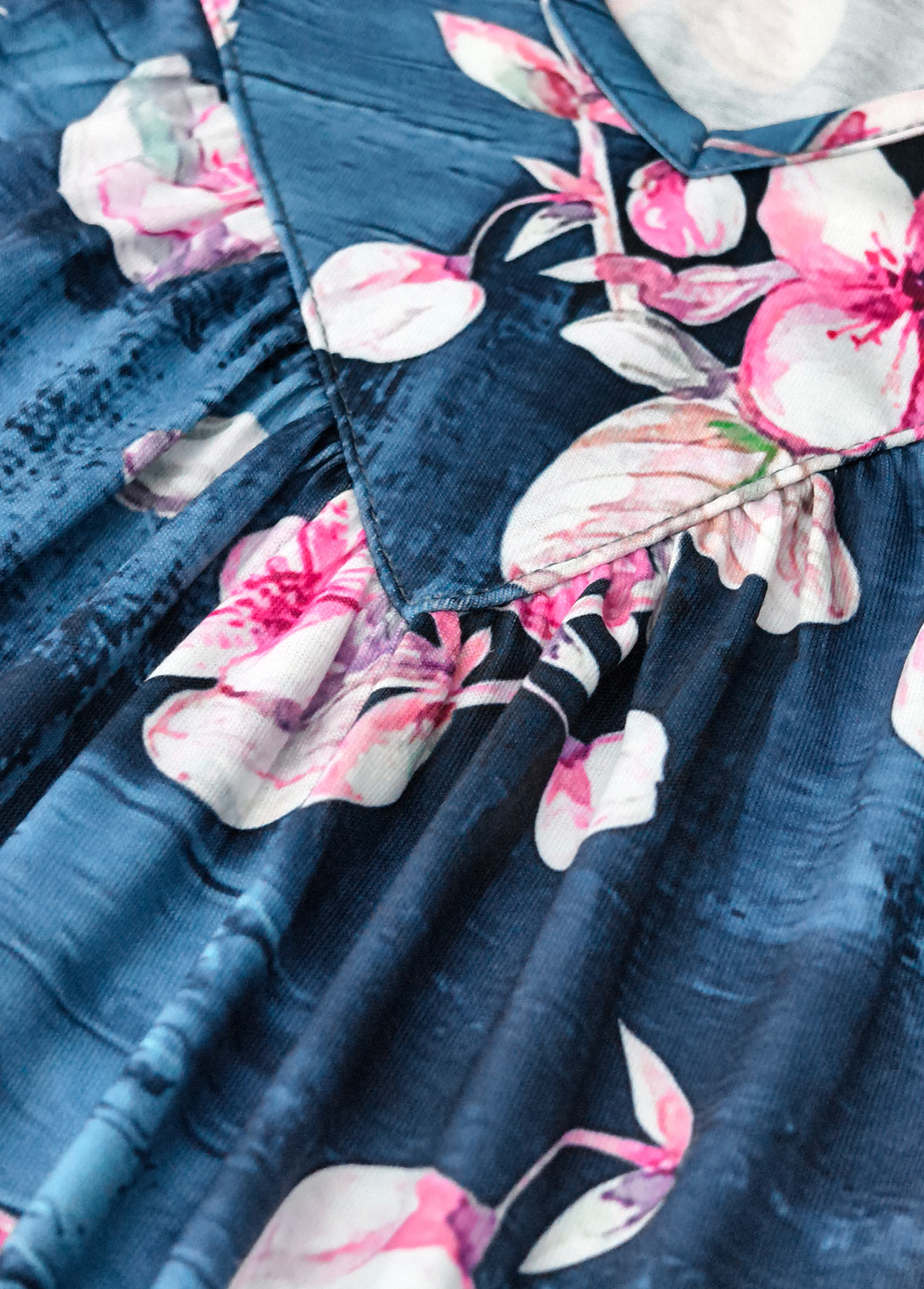 Random Floral Print Denim Blue Sleeveless Tank Top