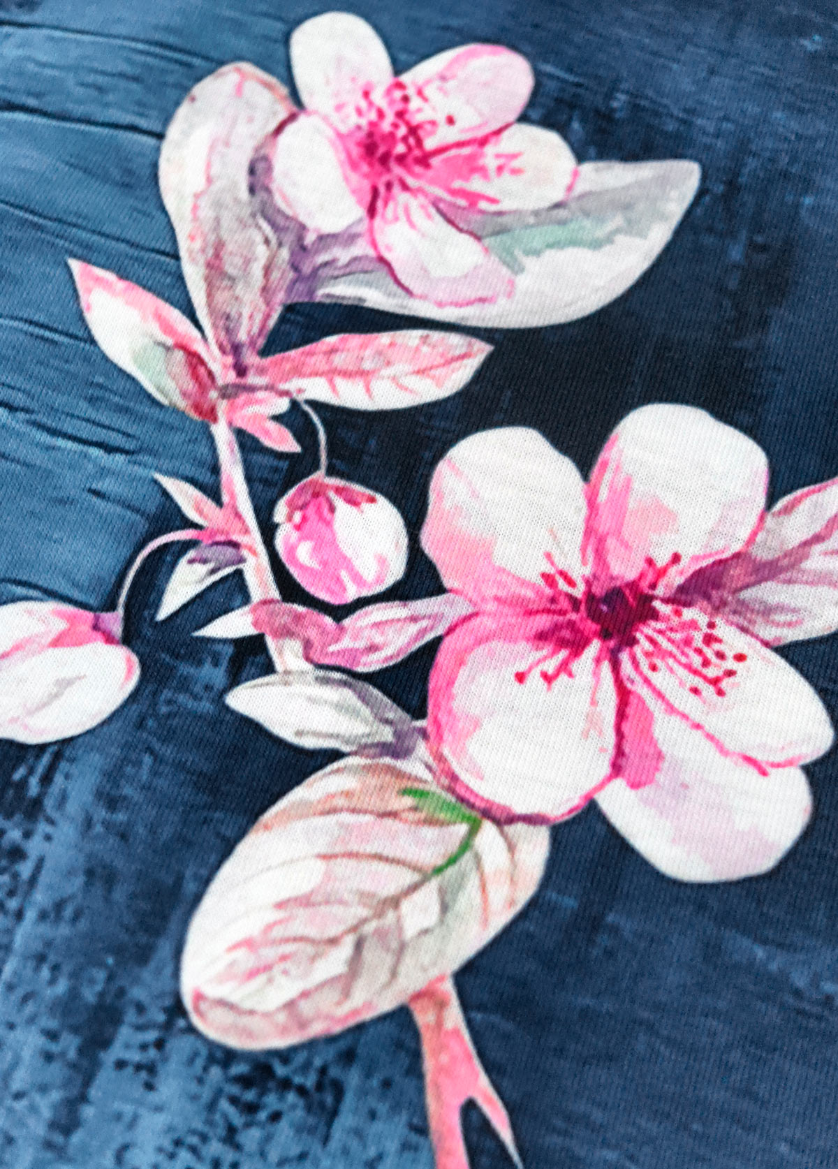 Random Floral Print Denim Blue Sleeveless Tank Top