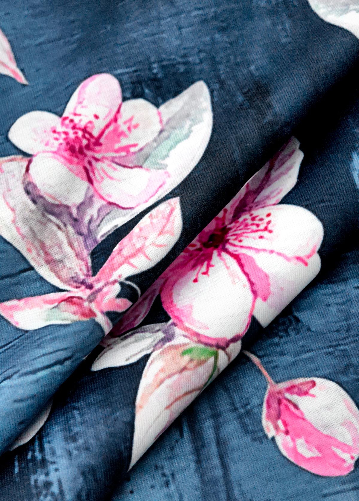 Random Floral Print Denim Blue Sleeveless Tank Top