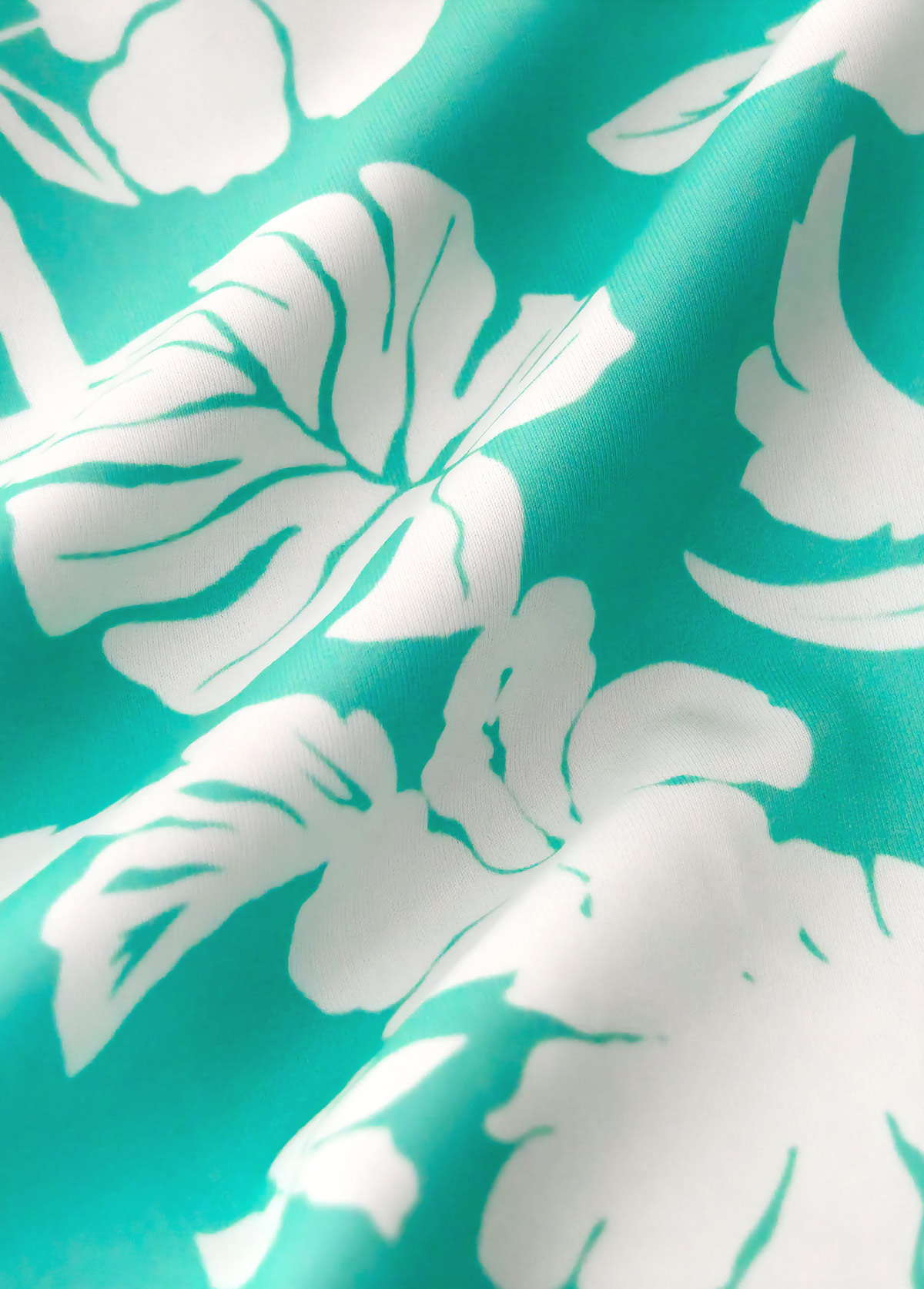 Cyan Mid Waisted Floral Print Tankini Set