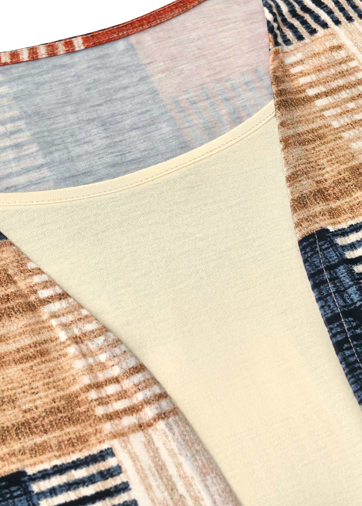 Geometric Print Multi Color Fake Two Piece Twinset