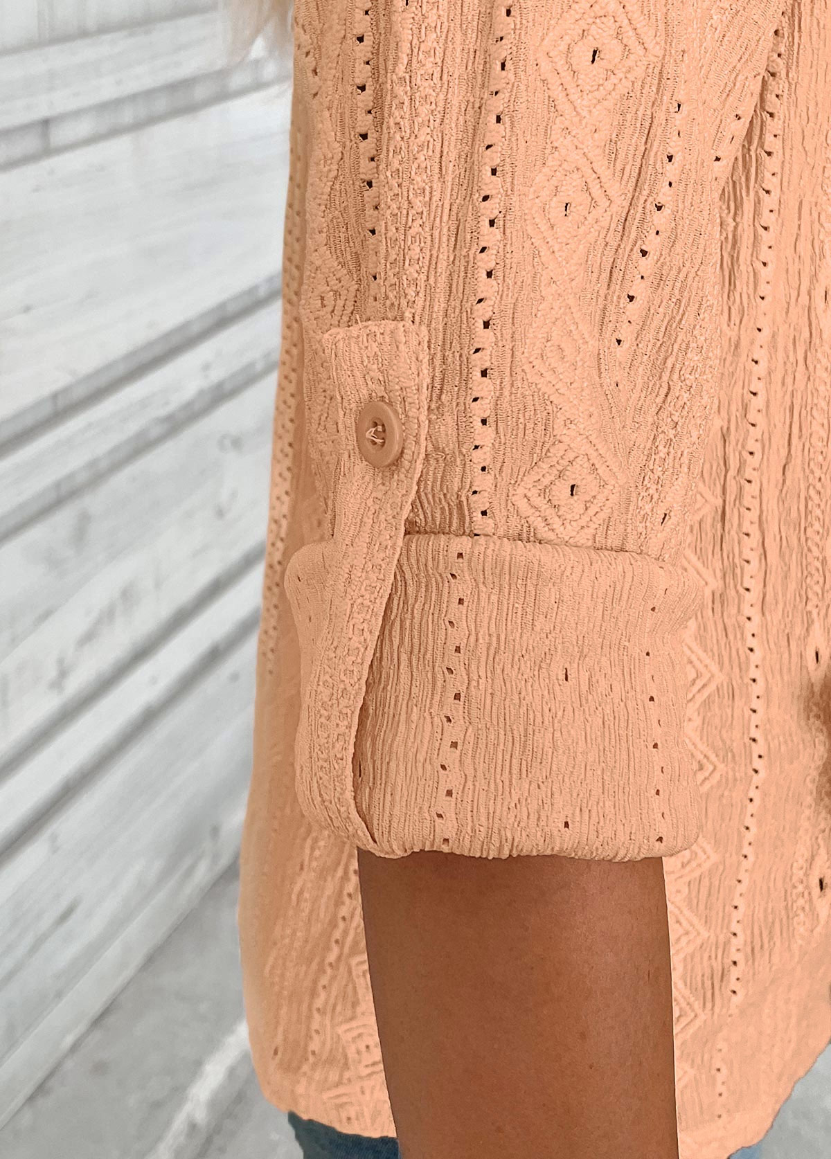 Dusty Pink 3/4 Sleeve Split Neck Blouse