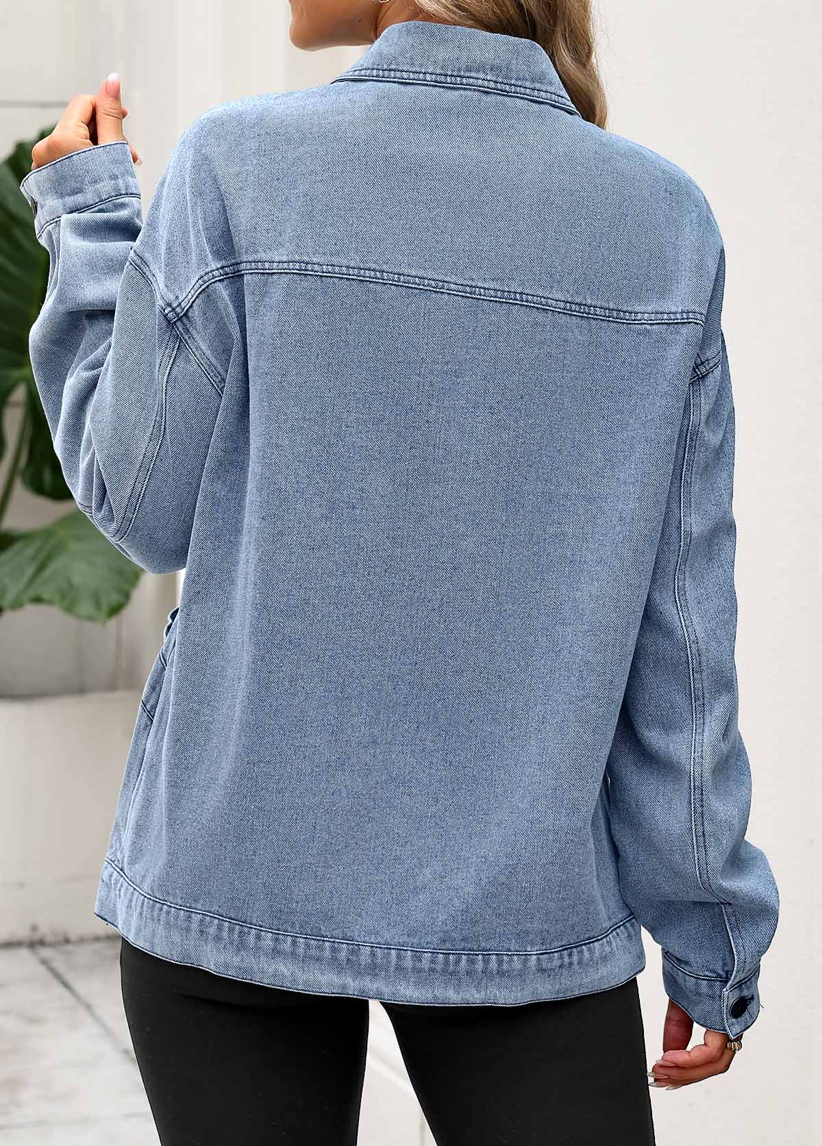 Tummy Coverage Denim Blue Long Sleeve Coat