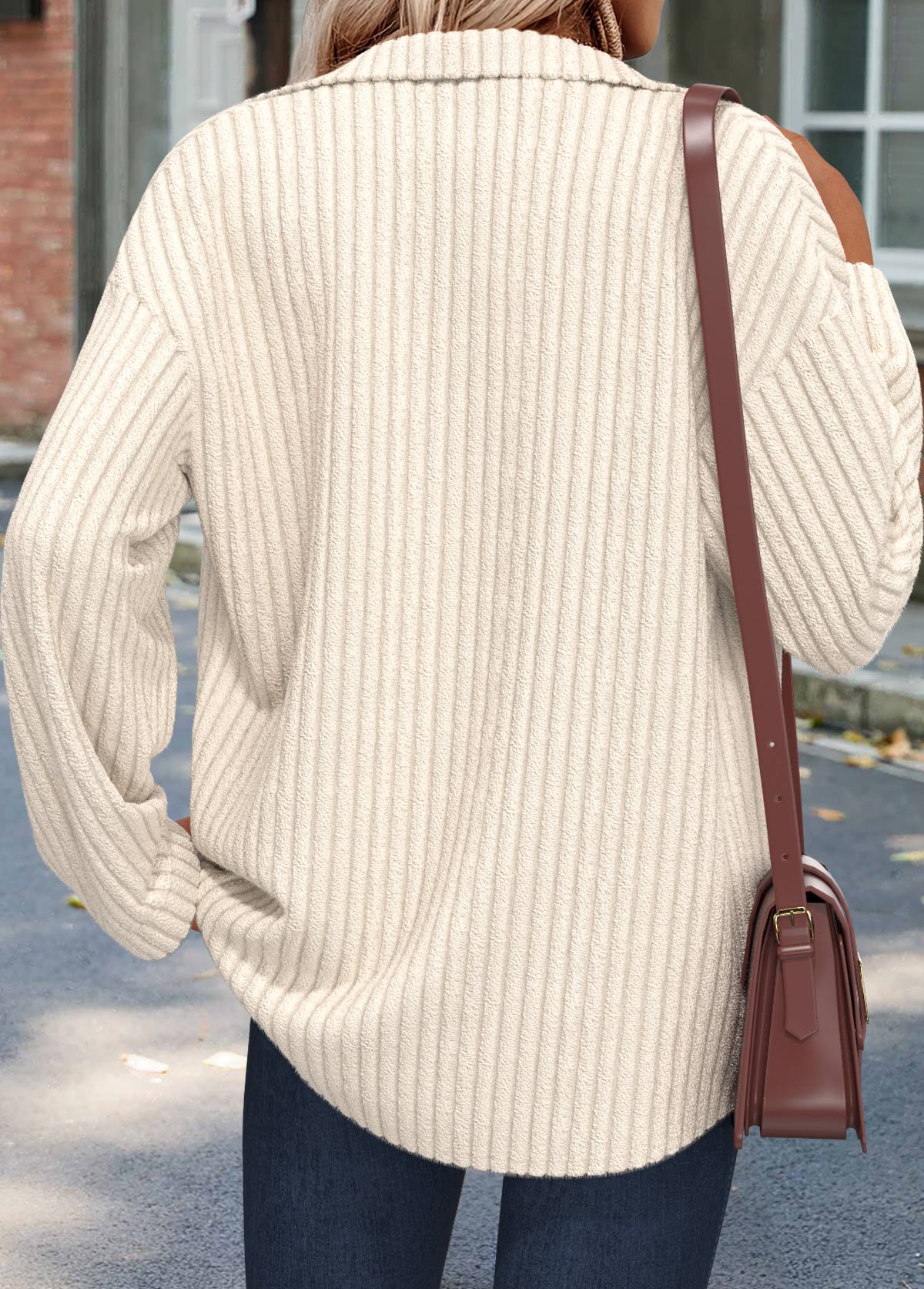 Tummy Coverage Beige Long Sleeve Shirt