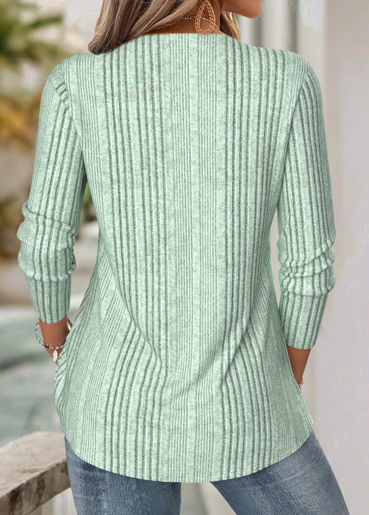 Tummy Coverage Sage Green Long Sleeve T Shirt