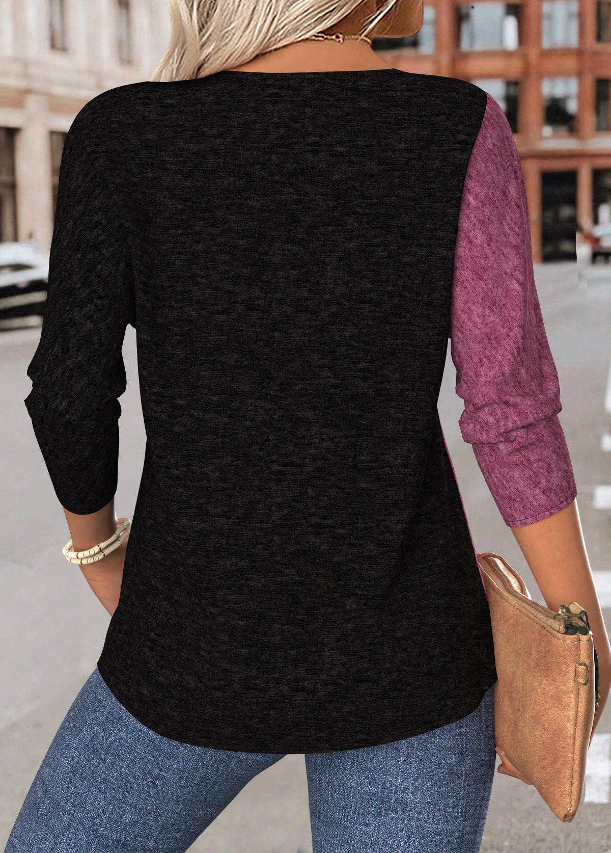 Tummy Coverage Dark Reddish Purple Long Sleeve T Shirt