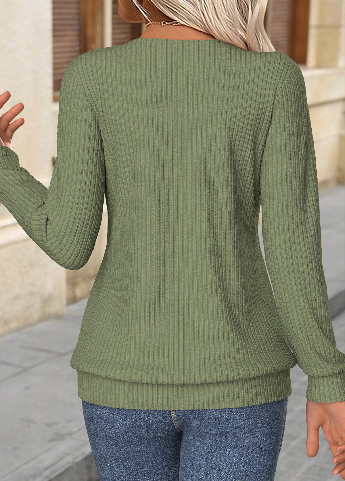 Plaid Tummy Coverage Sage Green Long Sleeve T Shirt