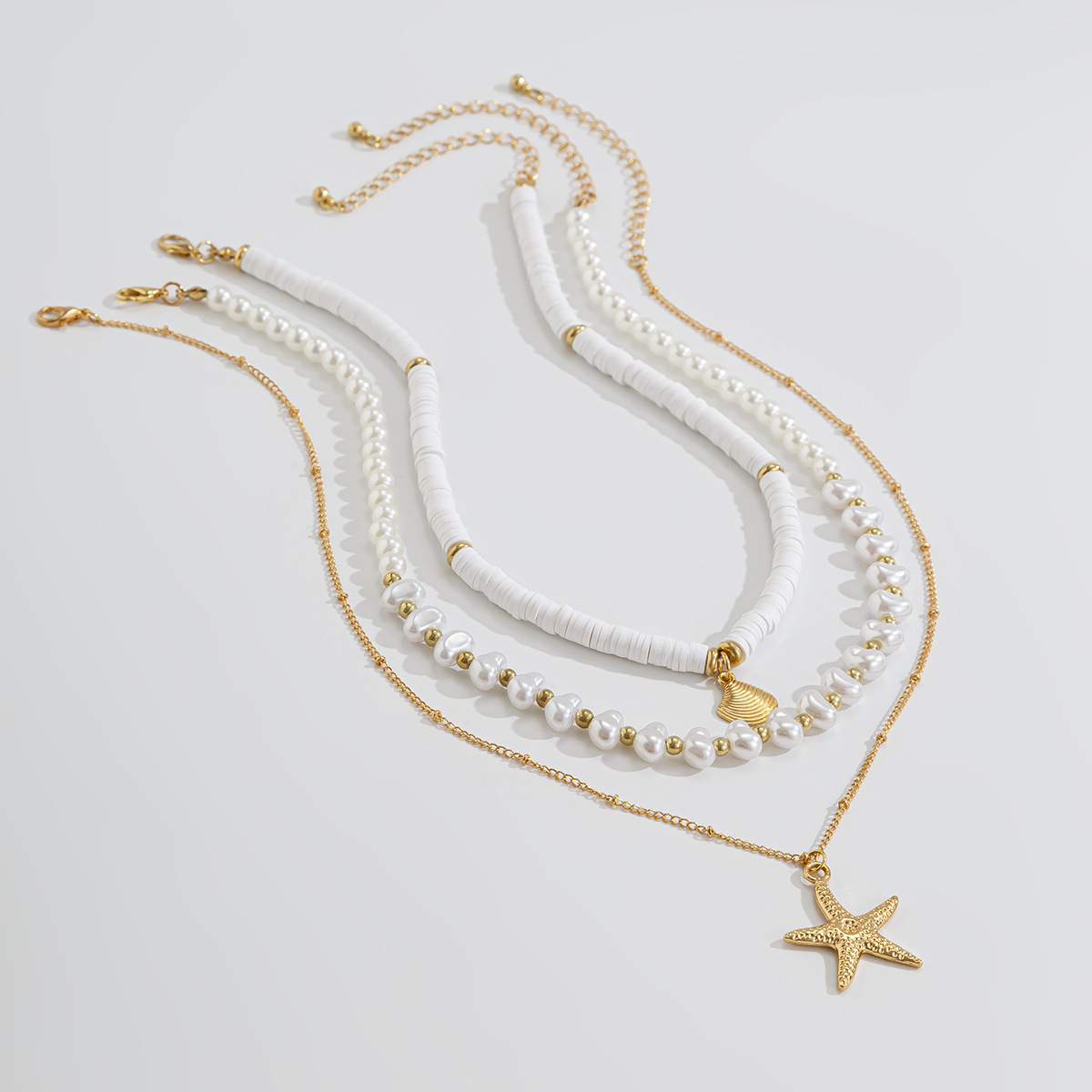 White Color Shell Alloy Detail Necklace