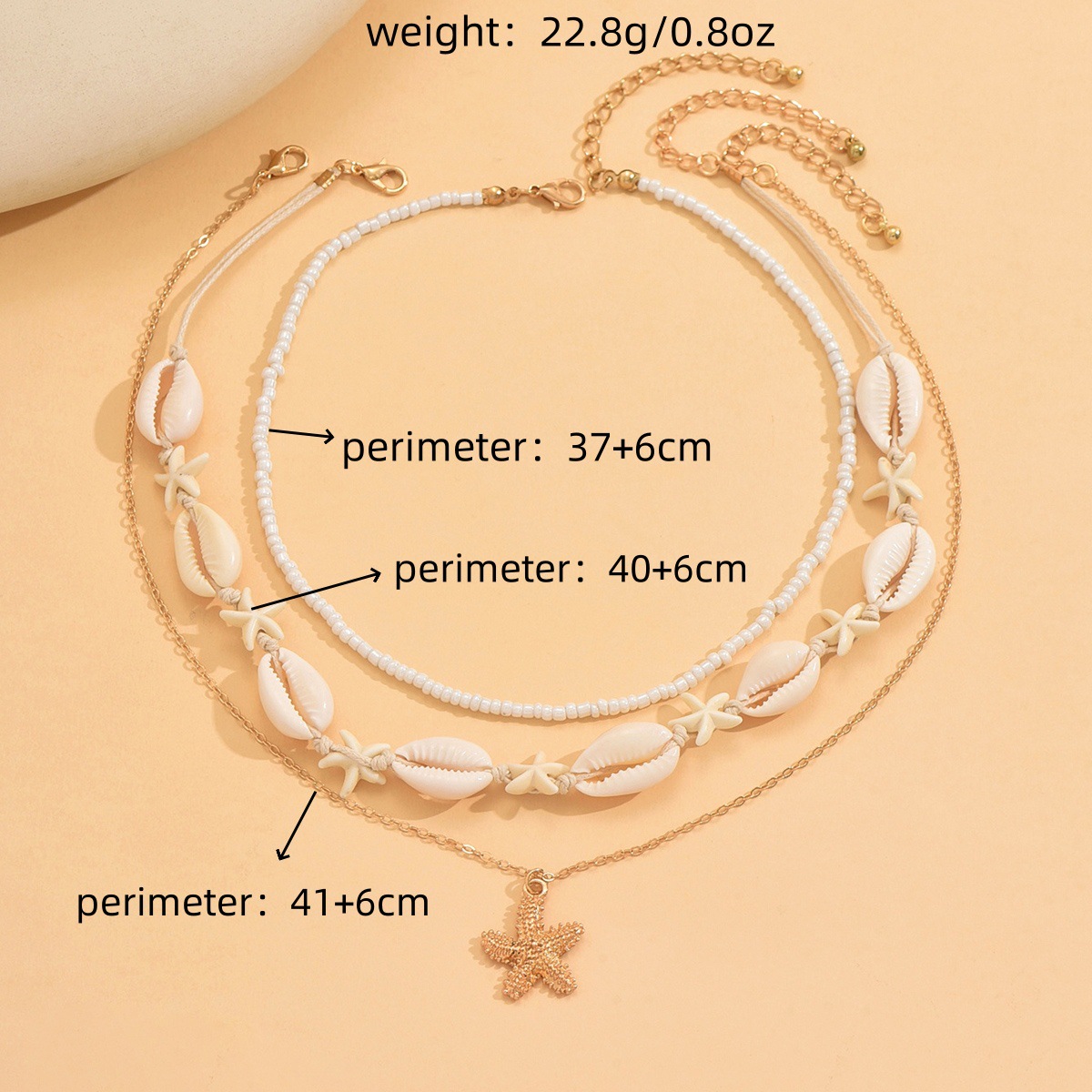 Beige Color Shell Alloy Detail Necklace