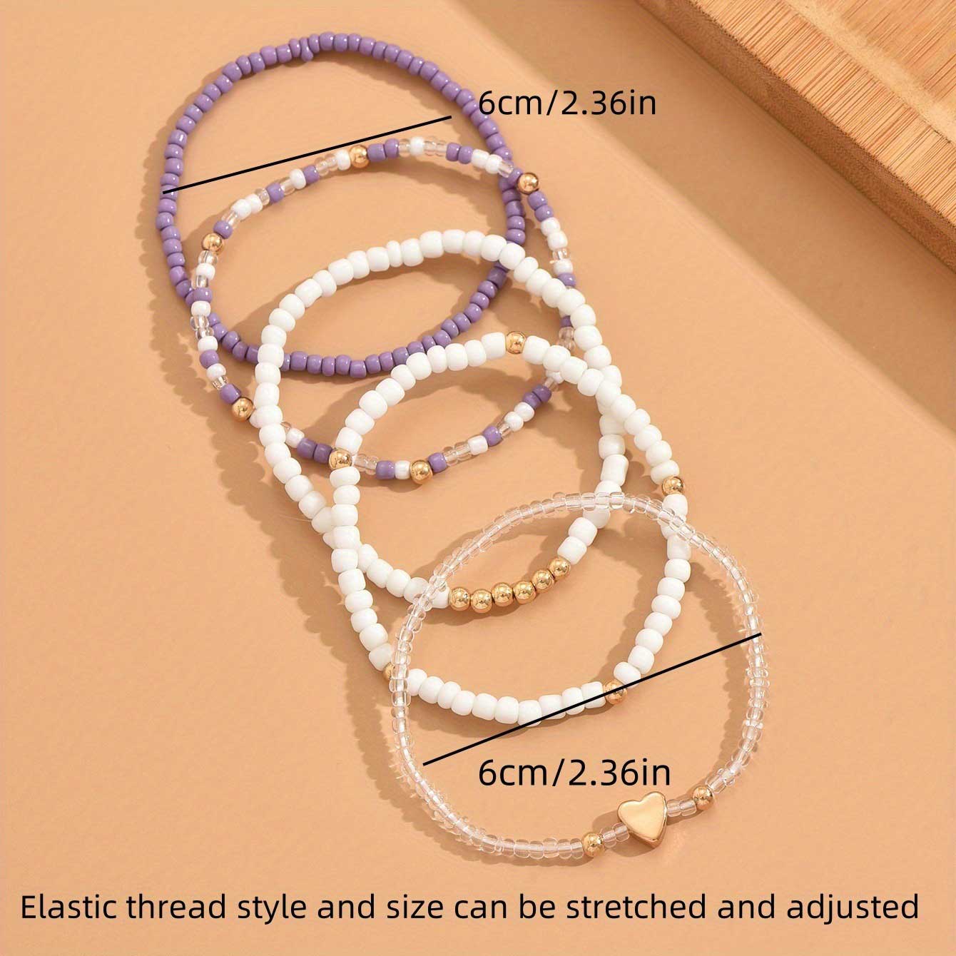 Light Purple Heart Seed Beads Bracelets