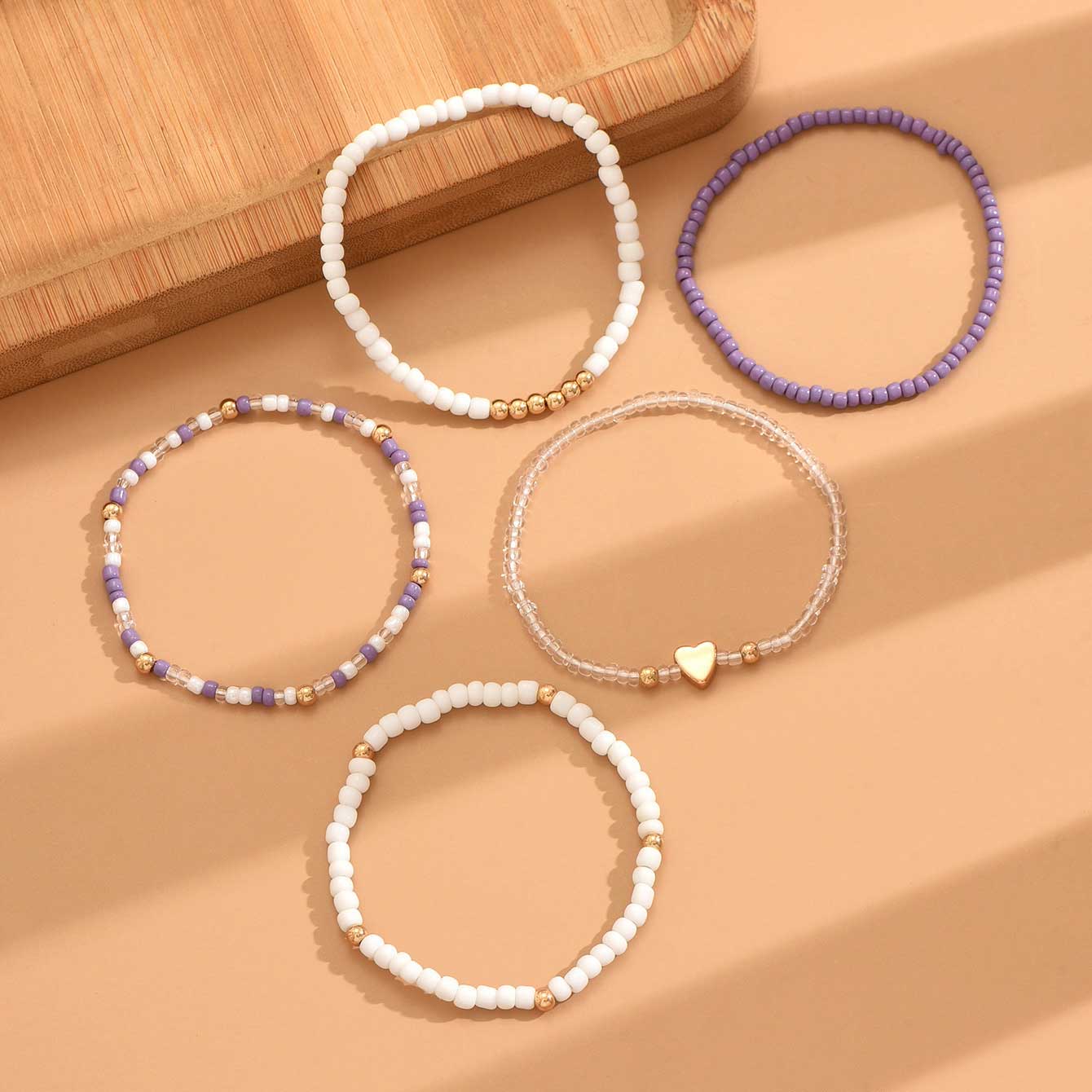 Light Purple Heart Seed Beads Bracelets