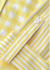 Striped Patchwork Light Yellow Long Sleeve Shirt