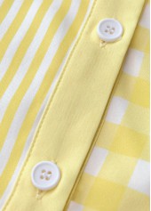 Striped Patchwork Light Yellow Long Sleeve Shirt