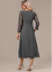 Dark Grey A Line 3/4 Sleeve Round Neck Dress