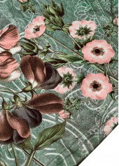 Floral Print Two Piece Sage Green Dress and Cardigan