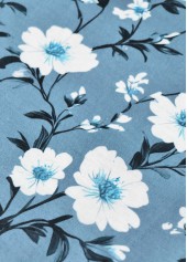 Floral Print Fake 2in1 Dusty Blue A Line Dress