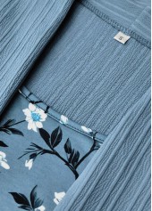 Floral Print Fake 2in1 Dusty Blue A Line Dress